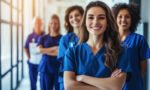 Confident Nurses Standing in Line with Smiles