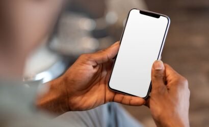 Phone with blank white screen